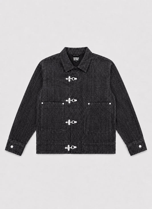 Black Washed Raw Denim Jacket 14Oz